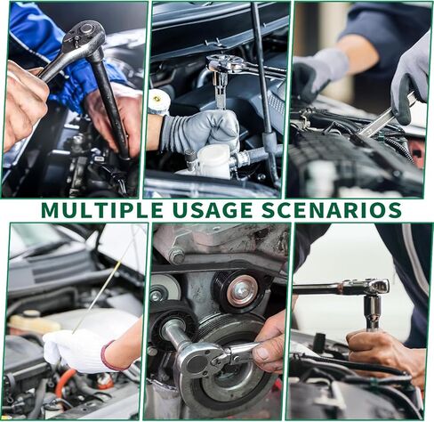 108 قطعة 1/4 بوصة و1/2 بوصة مجموعة مفاتيح ربط بسقاطة مع مجموعة مقابس لقمة، سقاطة قابلة للعكس، SAE ومتري، فولاذ CR-V، مجموعة أدوات ميكانيكا لإصلاح السيارات والاستخدام المنزلي in Kuwait