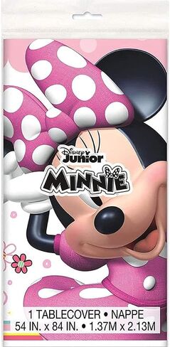 Unique Disney Iconic Minnie Mouse Rectangular Plastic Party Table Cover, 54" x 84", 1Ct, Multicolor (79233) in Saudi Arabia