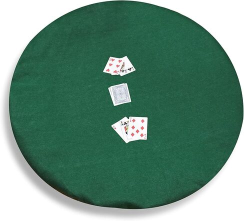 غطاء طاولة Katai Poker مقاس 36 إلى 48 بوصة - نمط الكازينو الدائري باللون الأخضر - تقليل الضوضاء الليلية ومنع الانزلاق - كامل مع 6 قواعد أكواب لمشروبات الفلين in Kuwait