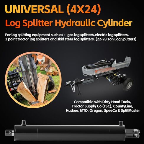4"x24" Hydraulic Log Splitter Cylinder 4" Bore x 24" Stroke x 1.75" Rod for 22-25 Ton Log Splitters - Universal Hydraulic Cylinder - Heavy Duty Wood Splitting Double Acting Cylinder (4x24) in Saudi Arabia