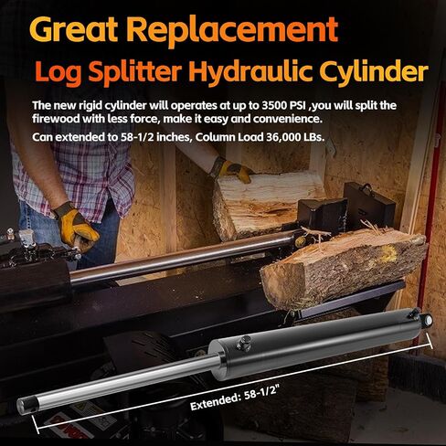 4"x24" Hydraulic Log Splitter Cylinder 4" Bore x 24" Stroke x 1.75" Rod for 22-25 Ton Log Splitters - Universal Hydraulic Cylinder - Heavy Duty Wood Splitting Double Acting Cylinder (4x24) in Saudi Arabia