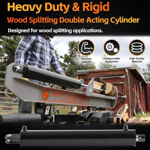 4"x24" Hydraulic Log Splitter Cylinder 4" Bore x 24" Stroke x 1.75" Rod for 22-25 Ton Log Splitters - Universal Hydraulic Cylinder - Heavy Duty Wood Splitting Double Acting Cylinder (4x24) in Saudi Arabia