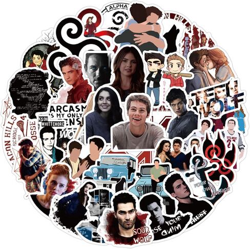 ملصقات برنامج تلفزيوني للمراهقين وولف 50 قطعة من الفينيل المقاوم للماء للبرامج التلفزيونية لأجهزة الكمبيوتر المحمول وألواح التزلج والسيارات وأجهزة الكمبيوتر والديكورات الرائعة للمراهقين والبالغين in Kuwait