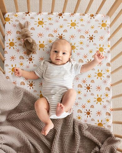 Babebay Crib Sheets for Baby Boys and Girl, Jersey Cotton Fitted Crib Sheet for Crib Mattress & Toddler Bed, Neutral Baby Sheets, 2 Pack(Boho Rainbow) in Saudi Arabia