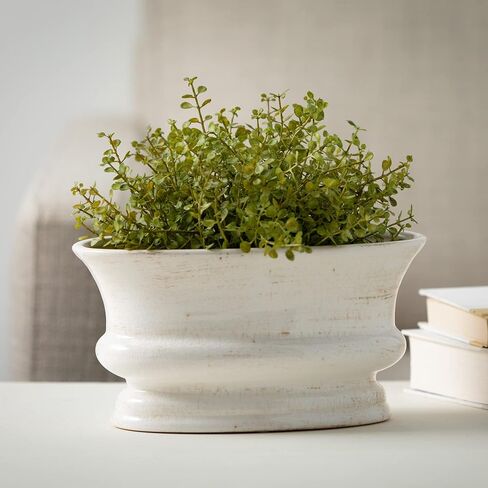 Sullivans Oval Distressed Ceramic Vase, Home Decor Accents, Modern Farmhouse Living Room Décor and Accessories, Ideal Shelf Décor, Table and Mantle Decorations, (CM2342) in Saudi Arabia