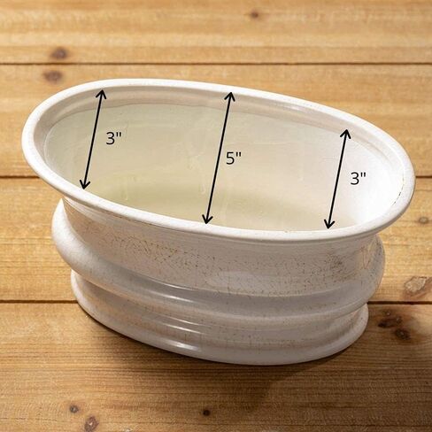 Sullivans Oval Distressed Ceramic Vase, Home Decor Accents, Modern Farmhouse Living Room Décor and Accessories, Ideal Shelf Décor, Table and Mantle Decorations, (CM2342) in Saudi Arabia