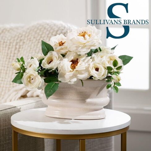 Sullivans Oval Distressed Ceramic Vase, Home Decor Accents, Modern Farmhouse Living Room Décor and Accessories, Ideal Shelf Décor, Table and Mantle Decorations, (CM2342) in Saudi Arabia