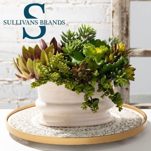 Sullivans Oval Distressed Ceramic Vase, Home Decor Accents, Modern Farmhouse Living Room Décor and Accessories, Ideal Shelf Décor, Table and Mantle Decorations, (CM2342) in Saudi Arabia
