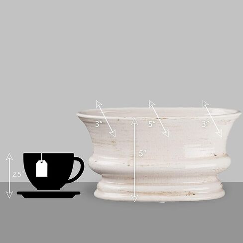 Sullivans Oval Distressed Ceramic Vase, Home Decor Accents, Modern Farmhouse Living Room Décor and Accessories, Ideal Shelf Décor, Table and Mantle Decorations, (CM2342) in Saudi Arabia