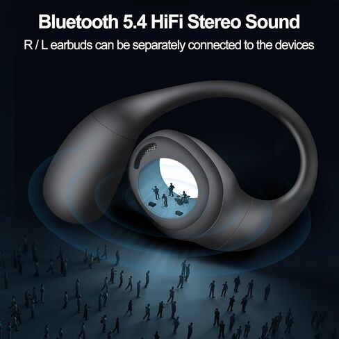 سماعات أذن Aolcev True اللاسلكية تعمل بتقنية البلوتوث 5.4 فوق الأذن وسماعات رأس عميقة الجهير لدراسة التمارين والقيادة وسادات أذن مفتوحة تعمل بتقنية البلوتوث لأجهزة iPhone وAndroid والكمبيوتر المحمول باللون الأسود in Kuwait