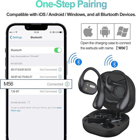 سماعات أذن Aolcev True اللاسلكية تعمل بتقنية البلوتوث 5.4 فوق الأذن وسماعات رأس عميقة الجهير لدراسة التمارين والقيادة وسادات أذن مفتوحة تعمل بتقنية البلوتوث لأجهزة iPhone وAndroid والكمبيوتر المحمول باللون الأسود in Kuwait