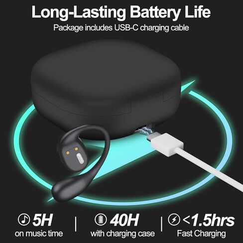 سماعات أذن Aolcev True اللاسلكية تعمل بتقنية البلوتوث 5.4 فوق الأذن وسماعات رأس عميقة الجهير لدراسة التمارين والقيادة وسادات أذن مفتوحة تعمل بتقنية البلوتوث لأجهزة iPhone وAndroid والكمبيوتر المحمول باللون الأسود in Kuwait