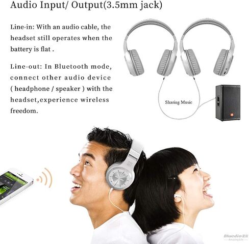 Bluedio V5.0 Bluetooth Headphones Over Ear, Wireless Bluetooth On-Ear Stereo Earphones Noise Cancelling, Soft Memory-Protein Earmuffs, w/Mic (Black) in Saudi Arabia