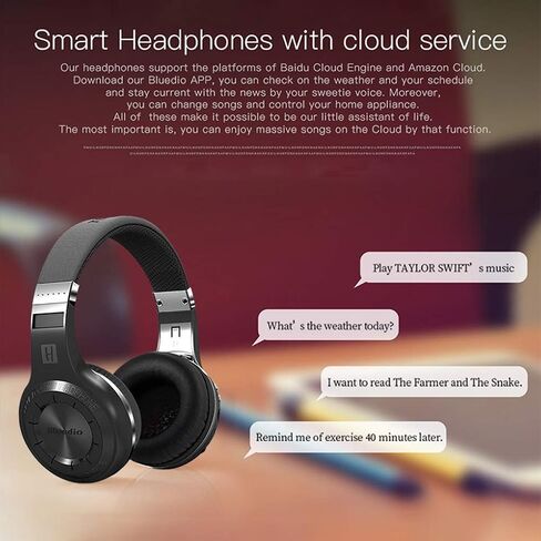 Bluedio V5.0 Bluetooth Headphones Over Ear, Wireless Bluetooth On-Ear Stereo Earphones Noise Cancelling, Soft Memory-Protein Earmuffs, w/Mic (Black) in Saudi Arabia