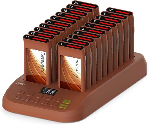 Retekess T116 Restaurant Pager System, Pagers and Beepers, 1640 ft Long Range,Turn Off beeps, 20 Waiting Buzzers for Restaurant,Coffee Shop in Saudi Arabia