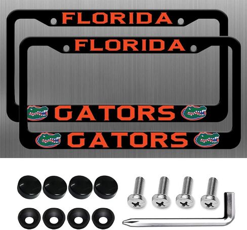 2 Pcs Premium Aluminum Alloy License Plate Frame for UGA Bulldogs Car Tag License Plate Cover Holder with Screw Caps LPF-01 in Saudi Arabia
