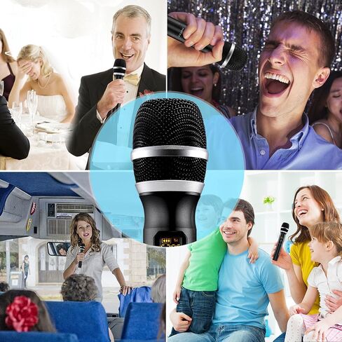 HOTEC Wireless Microphone System, Metal Dual UHF Cordless Dynamic Handheld Microphone for Home Karaoke, Meeting, Party, Church, DJ, Wedding (H-K26) in Saudi Arabia