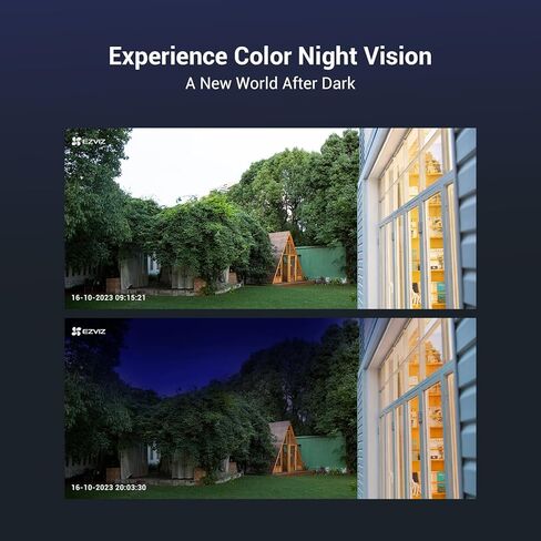 رؤية ليلية ملونة من EZVIZ، كاميرا أمان WiFi خارجية/خارجية، كاميرات أمان منزلية، كاميرا مراقبة، بدون اشتراك مع IP67 مقاوم للماء، كشف الحركة، التقاط الصوت، Alexa/Google، 512 SD in Kuwait