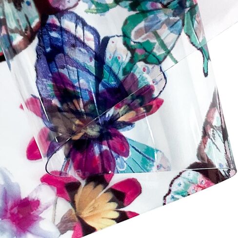 | Printed TPU Jelly Faux Leather 12 x 53 inches Transparent Clear Jelly Vinyl Great for Embroidery and Crafting Project (Floral) in Saudi Arabia
