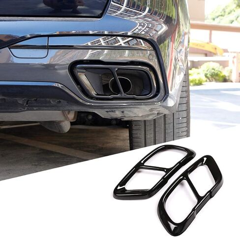 LLKUANG V8 Look Exhaust Mufflers Cover Trim For BMW X5 G05 X6 G06 X7 G07 2019 2020 2021 2022 2023 2024 Stainless Steel (Glossy Black) in Saudi Arabia
