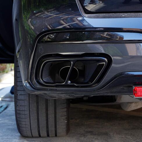 LLKUANG V8 Look Exhaust Mufflers Cover Trim For BMW X5 G05 X6 G06 X7 G07 2019 2020 2021 2022 2023 2024 Stainless Steel (Glossy Black) in Saudi Arabia