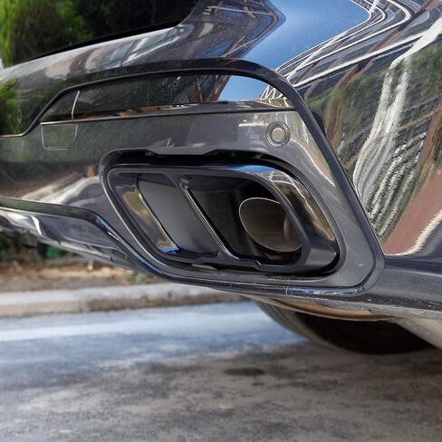 LLKUANG V8 Look Exhaust Mufflers Cover Trim For BMW X5 G05 X6 G06 X7 G07 2019 2020 2021 2022 2023 2024 Stainless Steel (Glossy Black) in Saudi Arabia