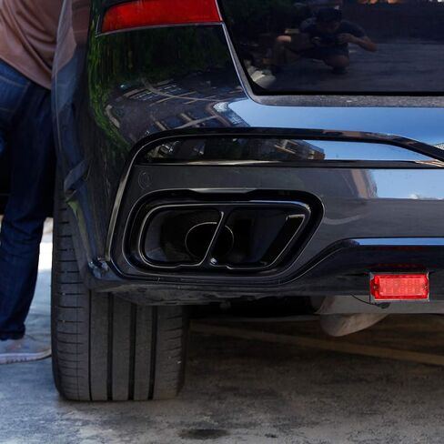 LLKUANG V8 Look Exhaust Mufflers Cover Trim For BMW X5 G05 X6 G06 X7 G07 2019 2020 2021 2022 2023 2024 Stainless Steel (Glossy Black) in Saudi Arabia