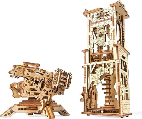 لغز UGEARS Archballista والبرج الخشبي ثلاثي الأبعاد - نموذج ميكانيكي للتجميع الذاتي - مجموعة DIY مقطوعة بالليزر in Kuwait