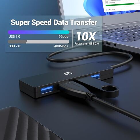 موزع USB، محور USB 3.0 بـ 4 منافذ، موسع USB مضاعف لأجهزة الكمبيوتر المحمول، Xbox، محرك أقراص فلاش، HDD، وحدة التحكم، الطابعة، الكاميرا، لوحة المفاتيح، الماوس، والمزيد in Saudi Arabia