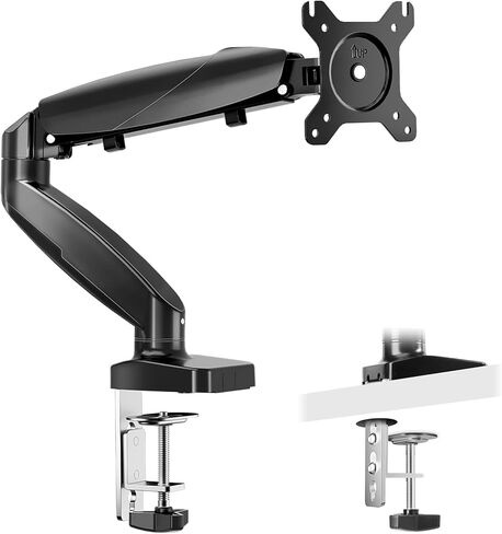 Monitor Mount Gas Spring Monitor Arm Desk Mount Fully Adjustable Fits 15-27 inch Monitors Weight Capacity up to 15.4 lbs,Deep Black in Kuwait