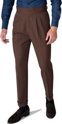 Men's Classic Gurkha Naples Italian Style Dress Pants No Iron in Saudi Arabia