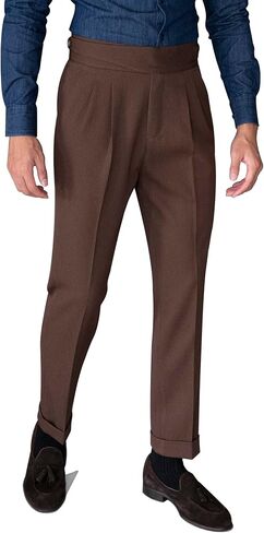 Men's Classic Gurkha Naples Italian Style Dress Pants No Iron in Saudi Arabia