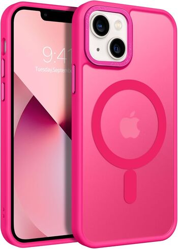 حافظة هاتف BENTOBEN iPhone 13 Mini، حافظة iPhone 13 Mini [متوافقة مع Magsafe] غطاء واقي مغناطيسي شفاف غير لامع نحيف مقاوم للصدمات للنساء والرجال لهاتف iPhone 13 Mini 5.4 بوصة 2021، وردي فاقع in Kuwait