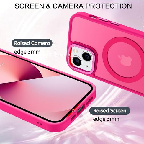 حافظة هاتف BENTOBEN iPhone 13 Mini، حافظة iPhone 13 Mini [متوافقة مع Magsafe] غطاء واقي مغناطيسي شفاف غير لامع نحيف مقاوم للصدمات للنساء والرجال لهاتف iPhone 13 Mini 5.4 بوصة 2021، وردي فاقع in Kuwait