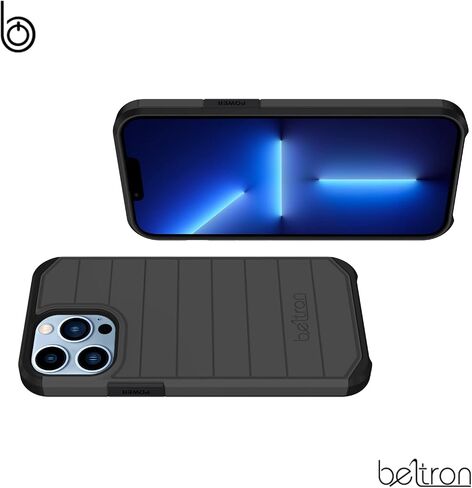 حافظة BELTRON مع مشبك حزام لهاتف iPhone 13 Pro Max، حافظة حماية كاملة نحيفة وحافظة بمشبك حزام دوار مع مسند مدمج، مقاوم للخدش/ممتص للصدمات لهاتف iPhone 13 Pro Max 6.7 بوصة - رمادي in Kuwait