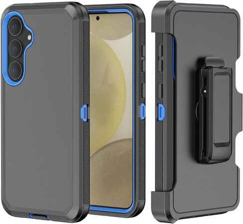 Phone Case for Samsung Galaxy S24 case,Heavy Duty Hard Shockproof Armor Protector Case Cover with Belt Clip Holster for Samsung S24 2024 Phone Case (Black+Blue) in Saudi Arabia