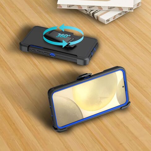 Phone Case for Samsung Galaxy S24 case,Heavy Duty Hard Shockproof Armor Protector Case Cover with Belt Clip Holster for Samsung S24 2024 Phone Case (Black+Blue) in Saudi Arabia