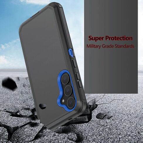 Phone Case for Samsung Galaxy S24 case,Heavy Duty Hard Shockproof Armor Protector Case Cover with Belt Clip Holster for Samsung S24 2024 Phone Case (Black+Blue) in Saudi Arabia