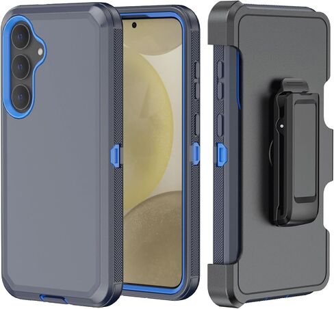 Phone Case for Samsung Galaxy S24 case,Heavy Duty Hard Shockproof Armor Protector Case Cover with Belt Clip Holster for Samsung S24 2024 Phone Case (Black+Blue) in Saudi Arabia