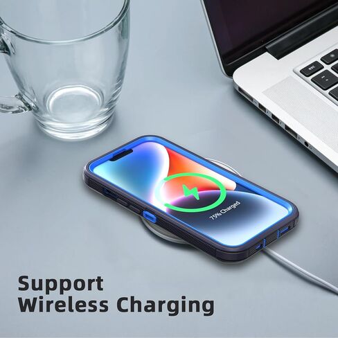 حافظة مصممة لهاتف iPhone 14 مع مشبك حزام ومسند، حافظة متينة متعددة الطبقات لكامل الجسم مع قطعتين واقيات شاشة لهاتف Apple iPhone 14 مقاس 6.1 بوصة 2022 (أزرق داكن) in Kuwait
