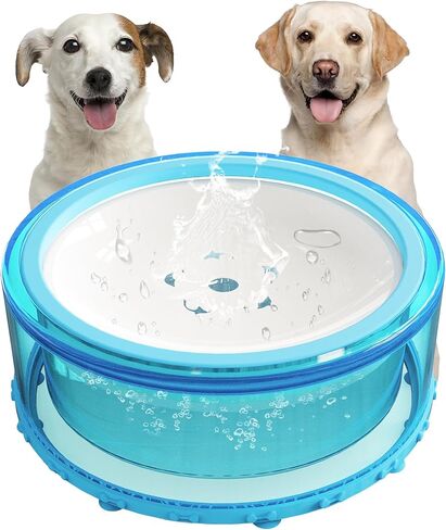 Dog Water Bowl No Spill - Slow Water Feeder Large 2L, Spill Proof ABS Dog/Pet Water Bowl Dispenser with Silicone Suction Cup, No Drip Vehicle Carried Travel for Messy Drinkers/Cats - Blue LPFLASAT in Saudi Arabia