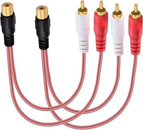 RCA أنثى إلى 2 ذكر مقسم 2 حزمة، مقسم RCA 1 أنثى إلى 2 ذكر، محول RCA Y ثنائي ذكر إلى أنثى واحدة كابل ستيريو RCA للصوت والفيديو مطلي بالذهب in Kuwait
