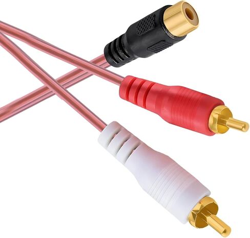 RCA أنثى إلى 2 ذكر مقسم 2 حزمة، مقسم RCA 1 أنثى إلى 2 ذكر، محول RCA Y ثنائي ذكر إلى أنثى واحدة كابل ستيريو RCA للصوت والفيديو مطلي بالذهب in Kuwait