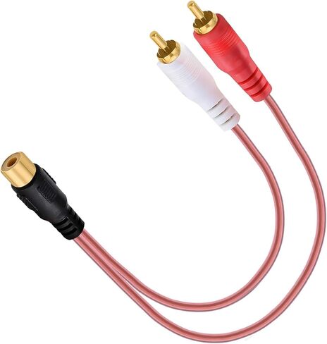 RCA أنثى إلى 2 ذكر مقسم 2 حزمة، مقسم RCA 1 أنثى إلى 2 ذكر، محول RCA Y ثنائي ذكر إلى أنثى واحدة كابل ستيريو RCA للصوت والفيديو مطلي بالذهب in Kuwait
