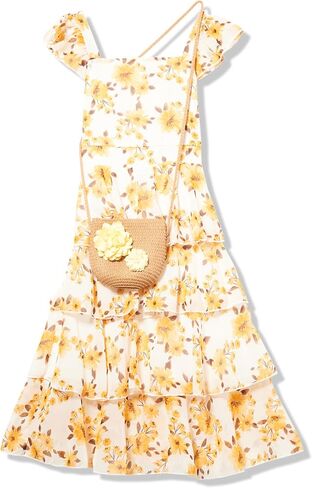 Speechless Girls' Flutter Sleeve Maxi Chiffon Dress and Handbag in Saudi Arabia
