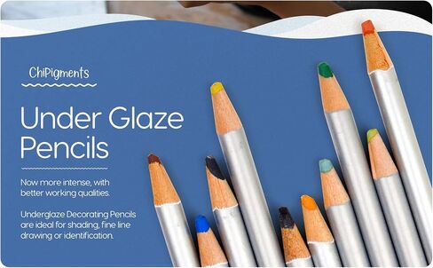 ChiPigments® *Set of 5* Underglaze Pencils for Fused Glass and Ceramic Projects with Bonus Pencil Pointer File. (Brights) in Saudi Arabia