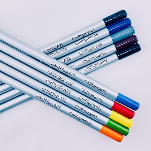ChiPigments® *Set of 5* Underglaze Pencils for Fused Glass and Ceramic Projects with Bonus Pencil Pointer File. (Brights) in Saudi Arabia