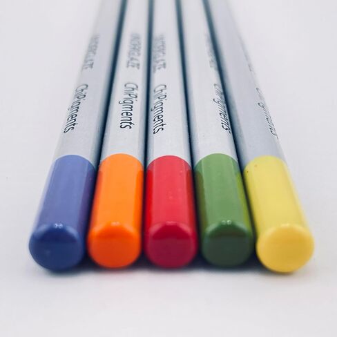 ChiPigments® *Set of 5* Underglaze Pencils for Fused Glass and Ceramic Projects with Bonus Pencil Pointer File. (Brights) in Saudi Arabia
