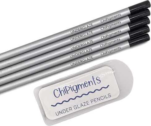 ChiPigments® *Set of 5* Underglaze Pencils for Fused Glass and Ceramic Projects with Bonus Pencil Pointer File. (Brights) in Saudi Arabia