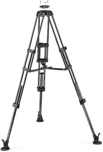 Manfrotto 504X Fluid Video Head with Twin Tripod, Kit with Carbon Fiber Tripod and Video Head, Twin Leg with Middle Spreader, for DSLR, Digital Camera, Camcorder, Videographer, Payload 26.4 lbs in Saudi Arabia